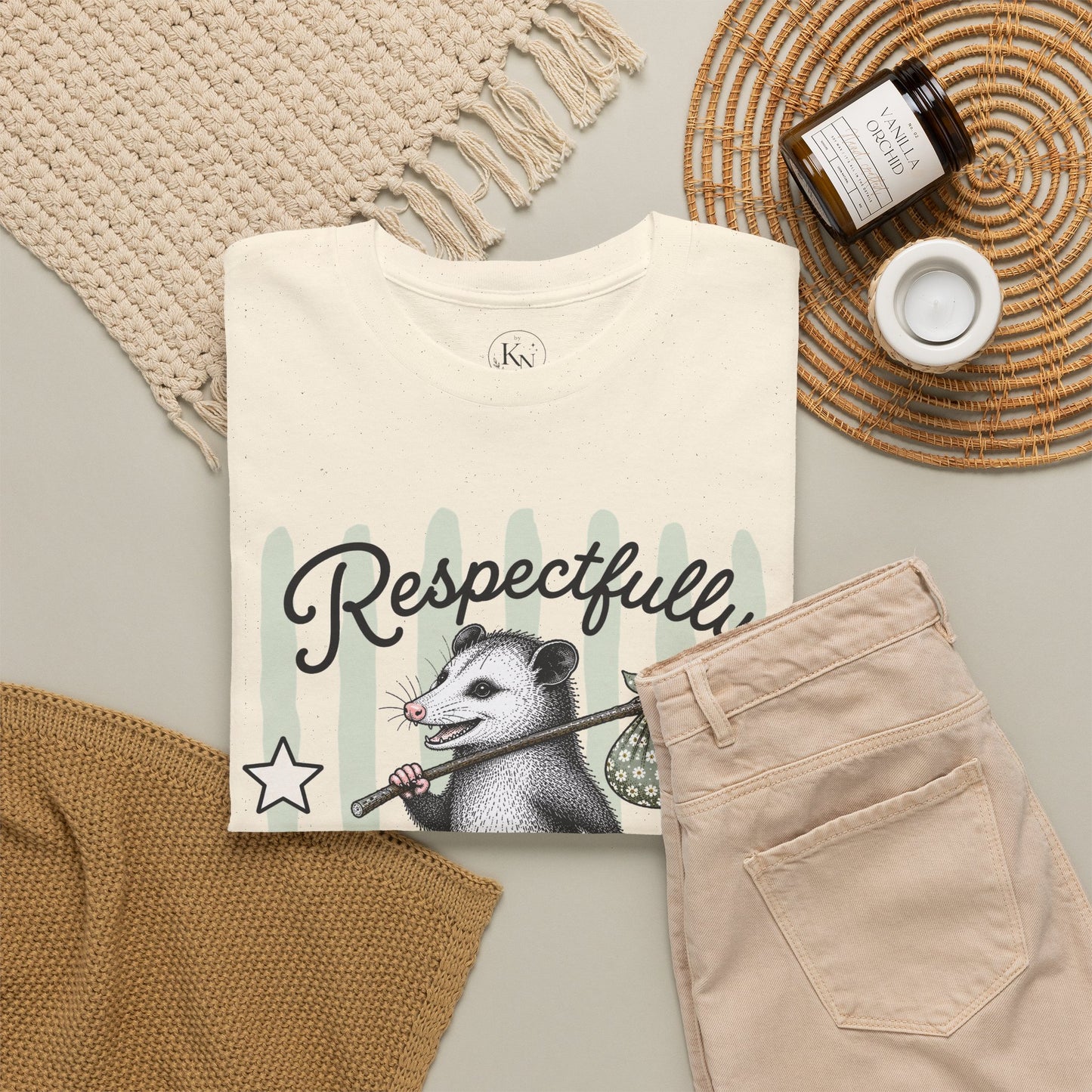 Respectfully Feral Retro Possum Graphic Tee