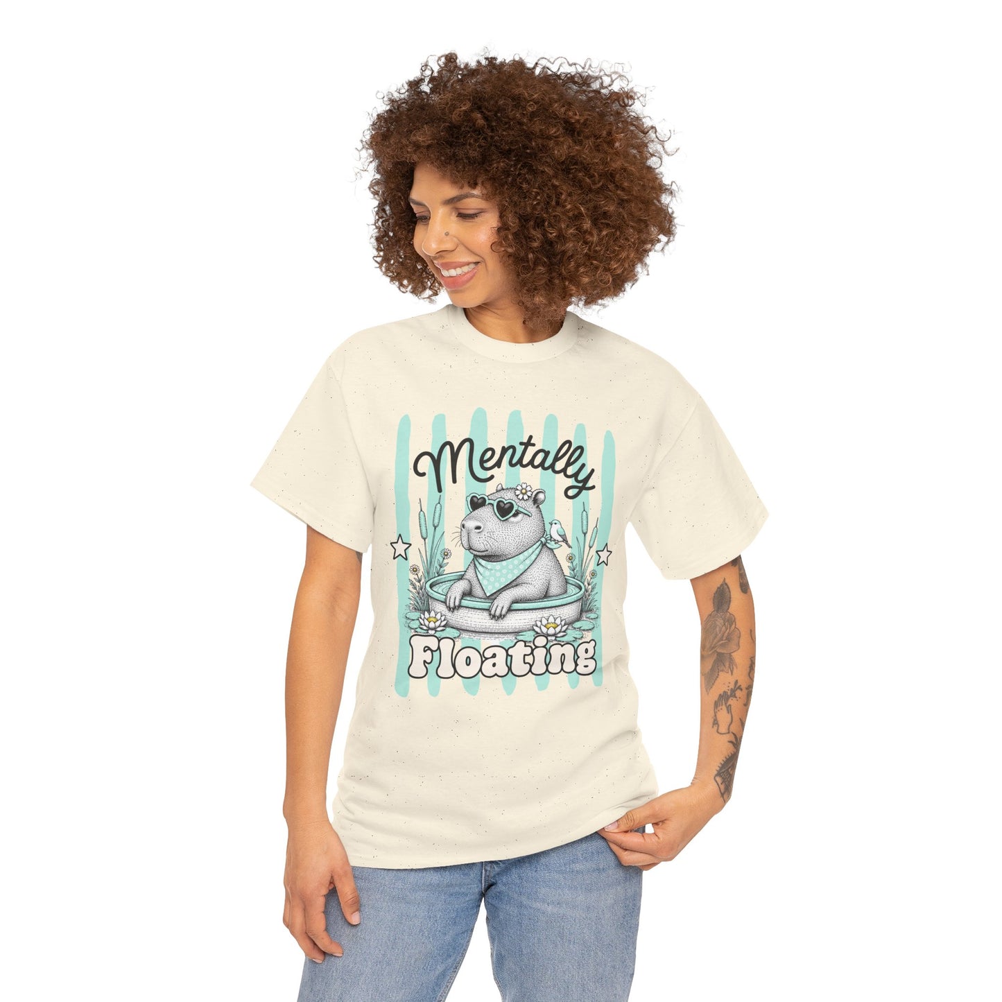 Mentally Floating Retro Capybara Graphic Tee