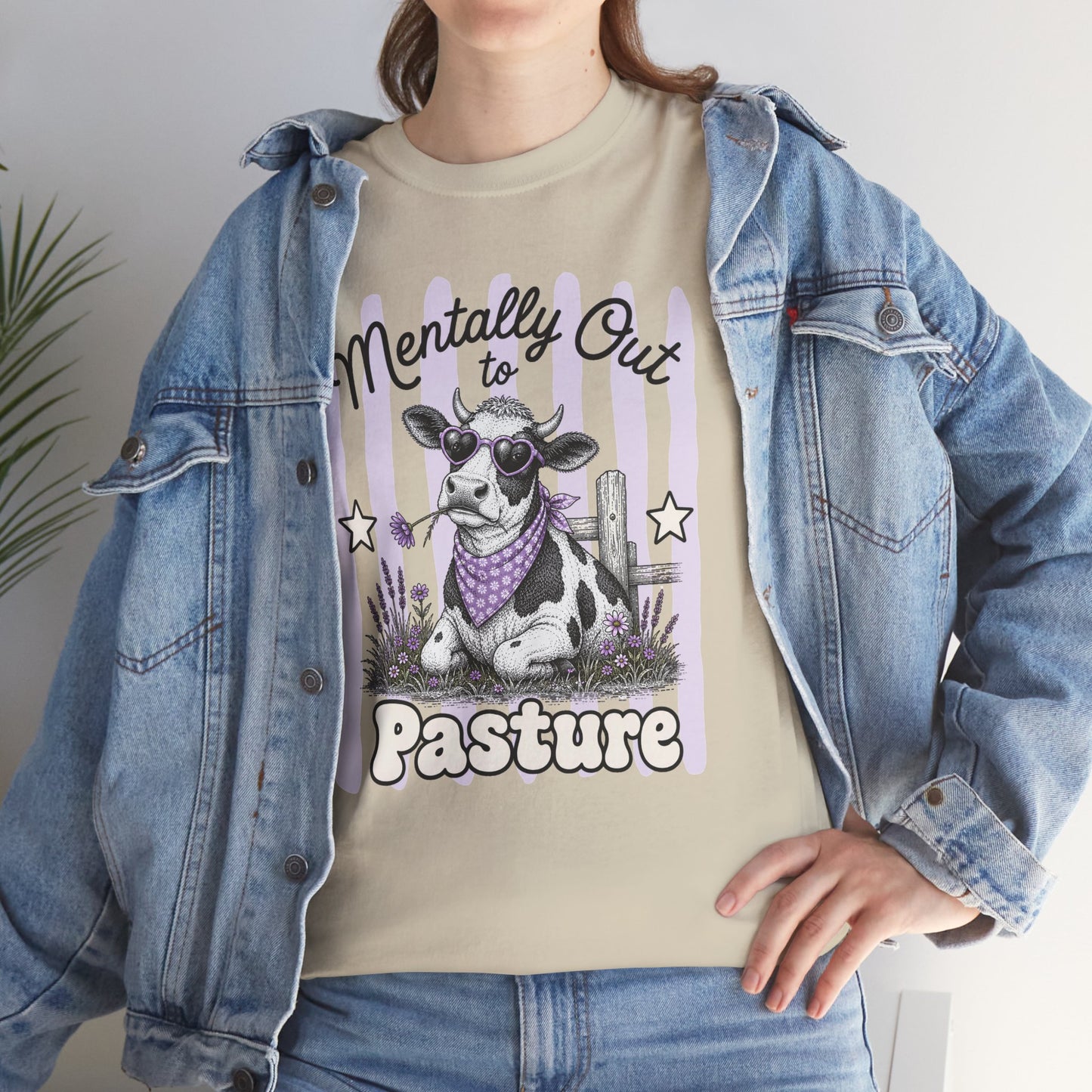 Mentally Out to Pasture Retro Cow Graphic Tee