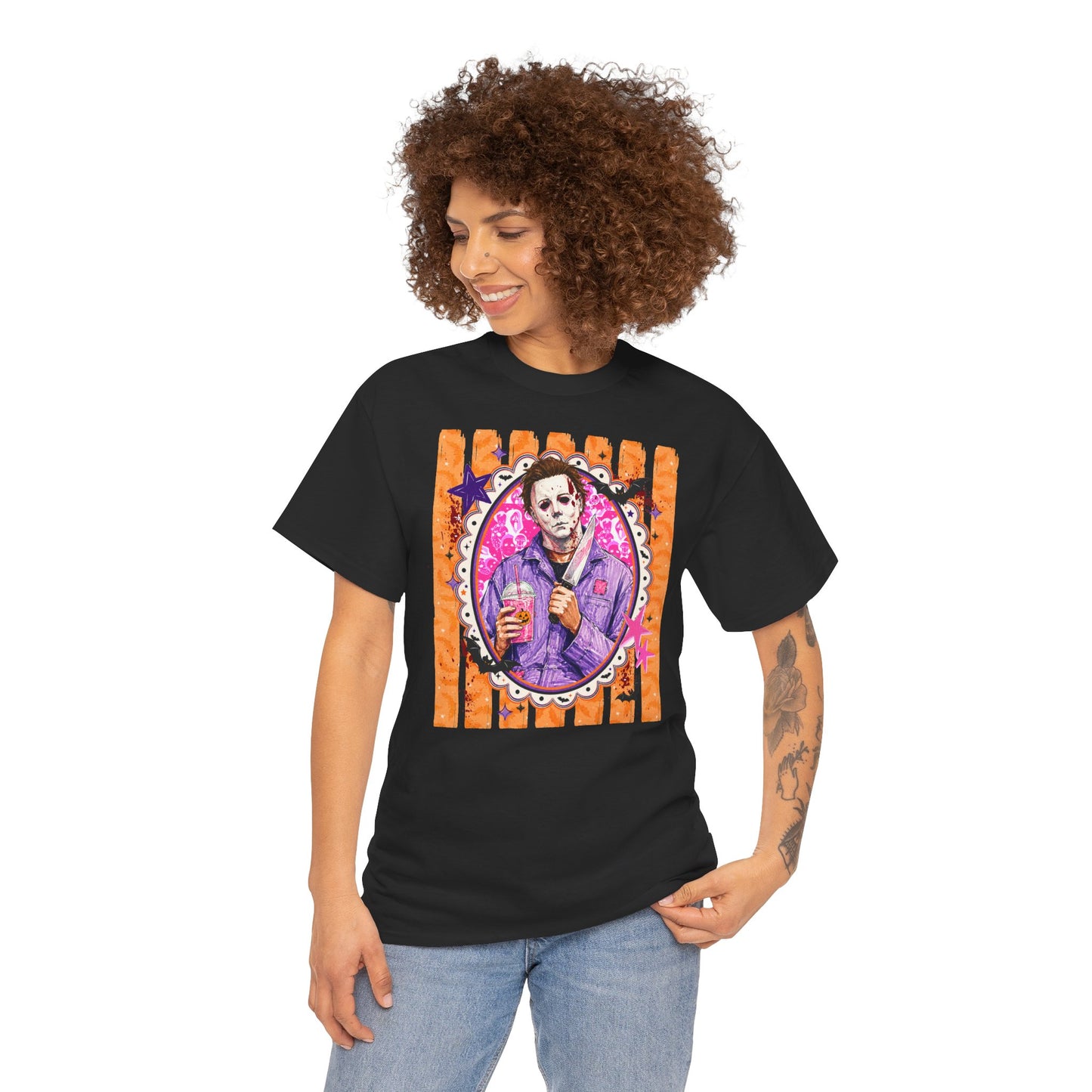 Halloween Michael Myers Portrait Tee — Colorful Spooky Horror Shirt