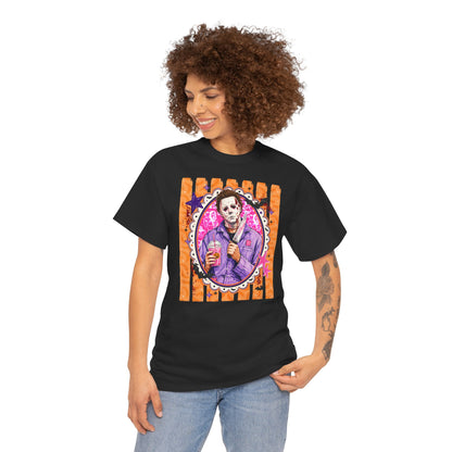 Halloween Michael Myers Portrait Tee — Colorful Spooky Horror Shirt