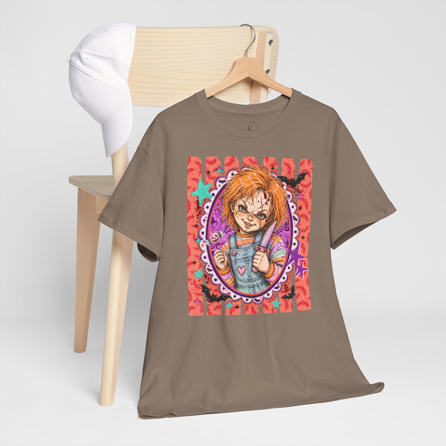 Chucky Portrait Tee — Colorful Spooky Horror Shirt