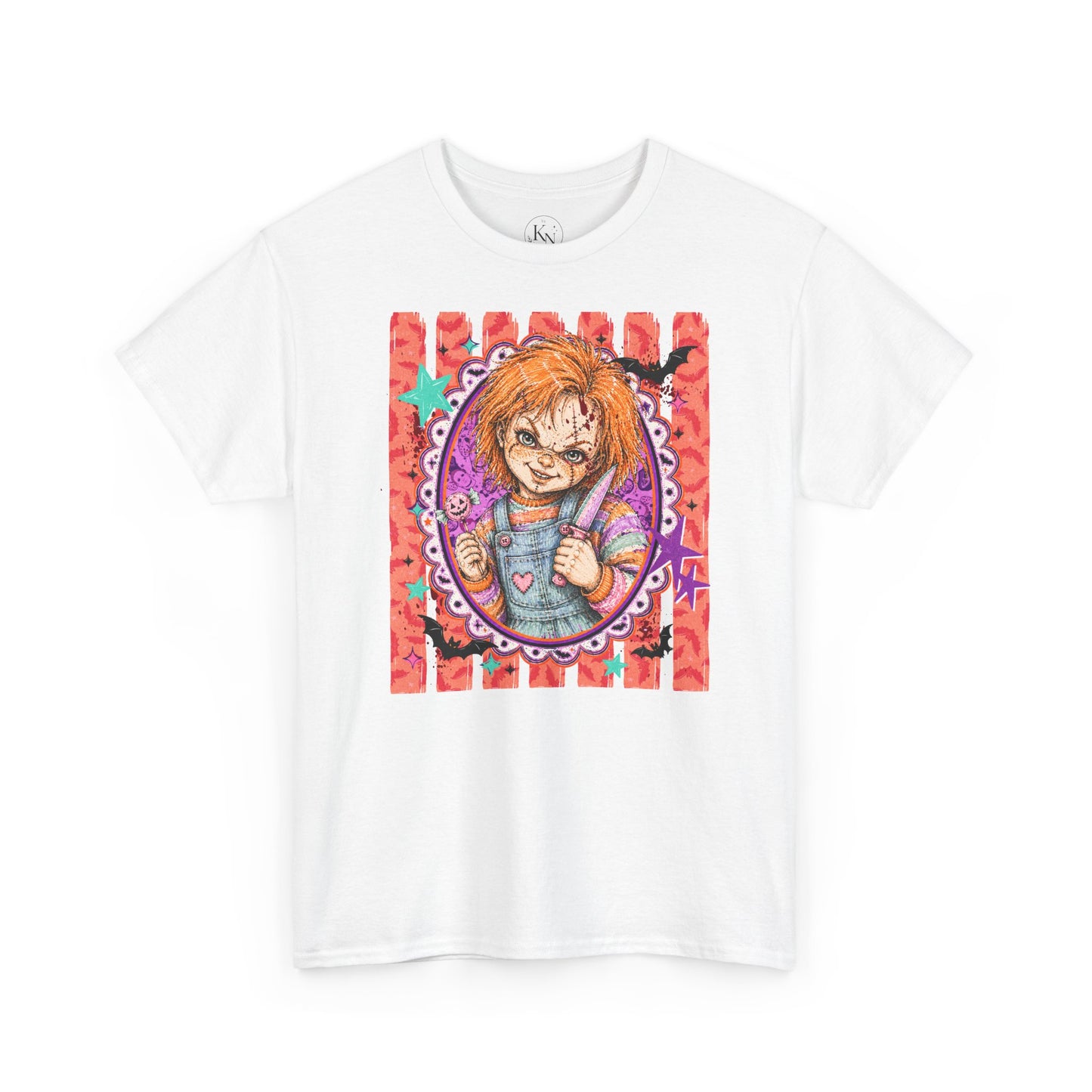 Chucky Portrait Tee — Colorful Spooky Horror Shirt