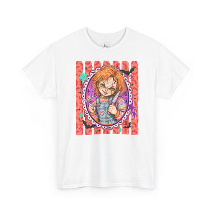 Chucky Portrait Tee — Colorful Spooky Horror Shirt