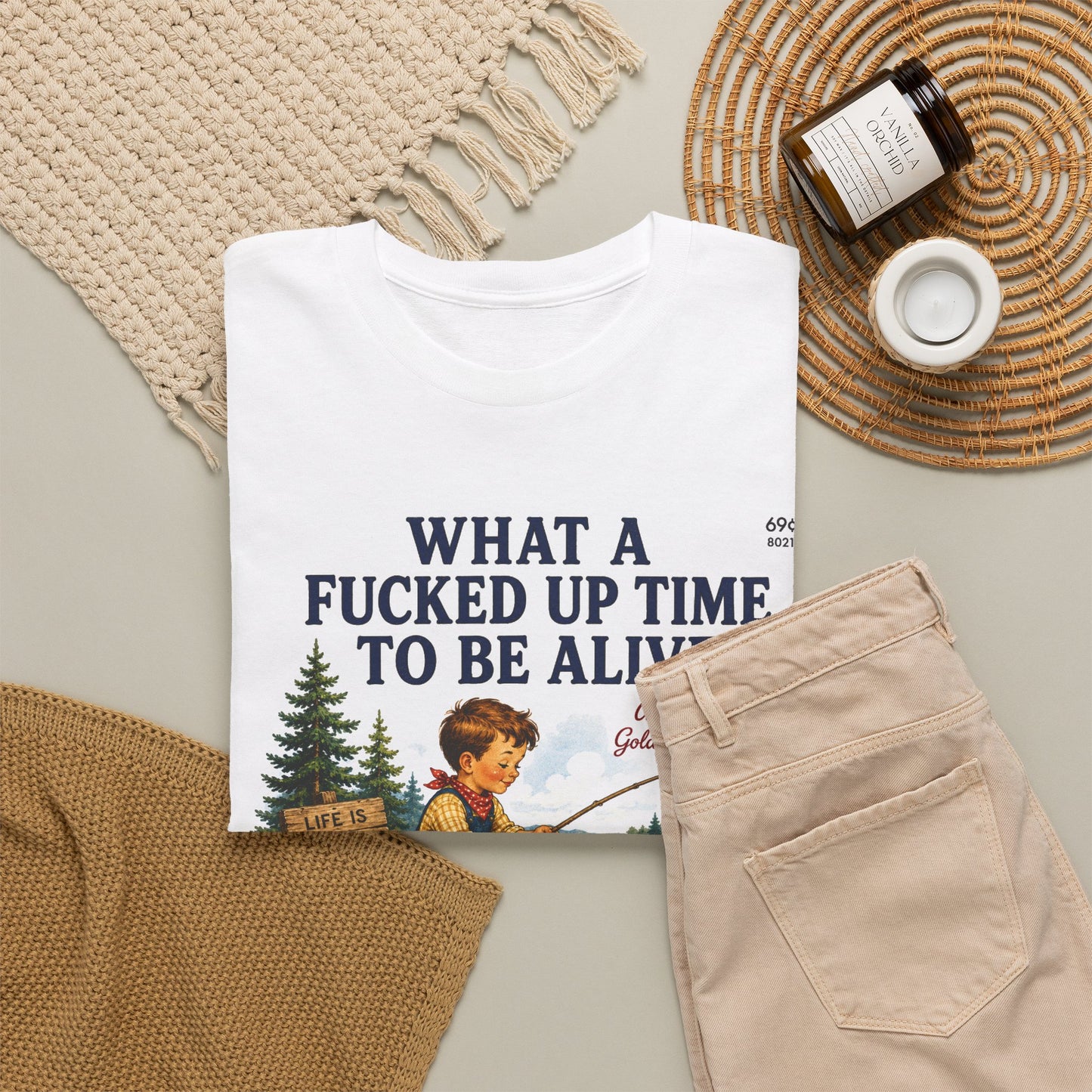 Vintage Fishing Tee — “What a Fucked Up Time to Be Alive”