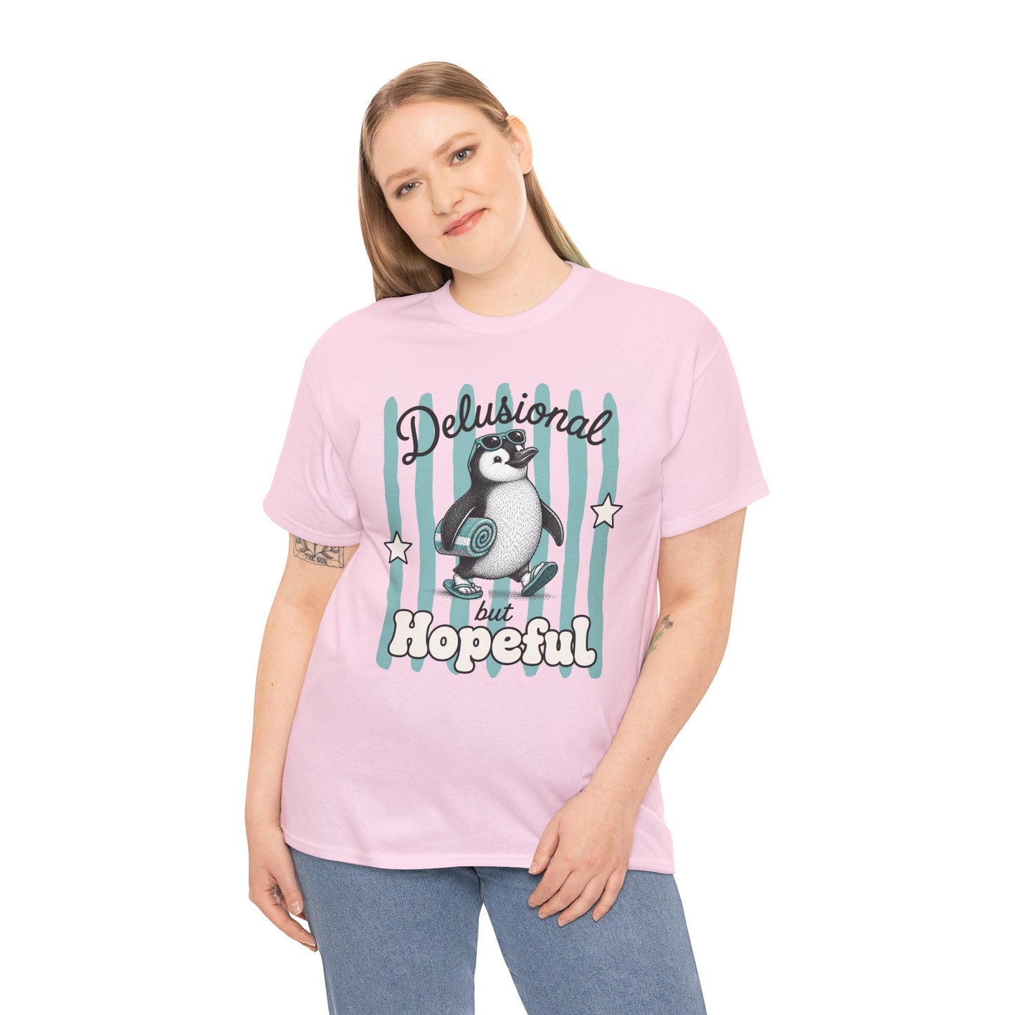 Delusional But Hopeful Retro Penguin Graphic Tee