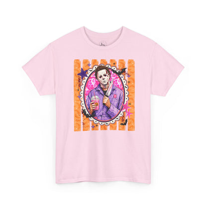 Halloween Michael Myers Portrait Tee — Colorful Spooky Horror Shirt