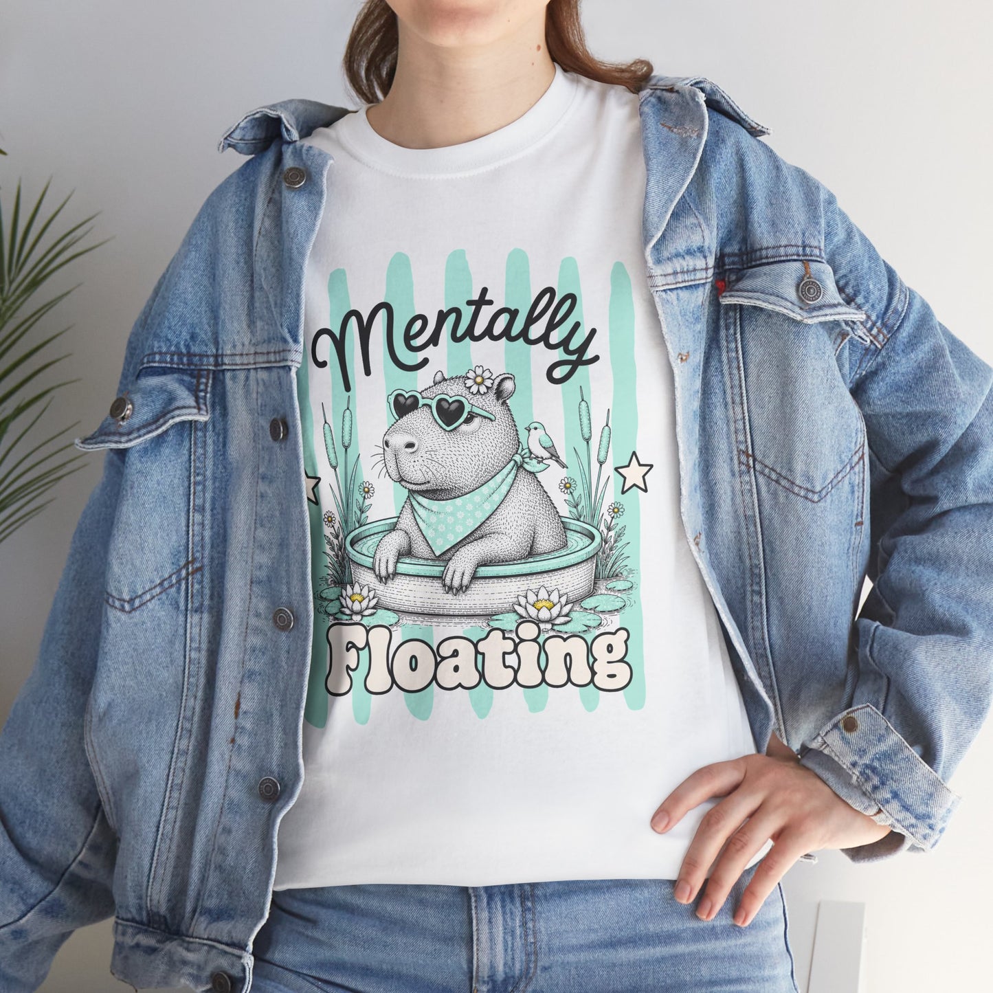 Mentally Floating Retro Capybara Graphic Tee