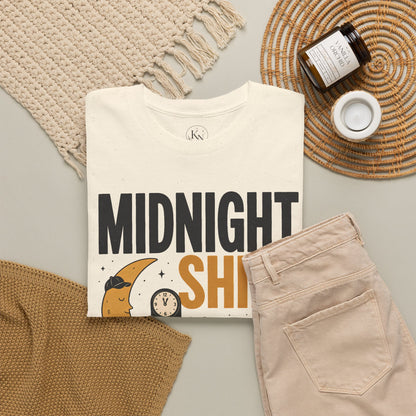 Midnight Shift Pop Art Tee — Moon & Stars 'Clocking In' Night Tee