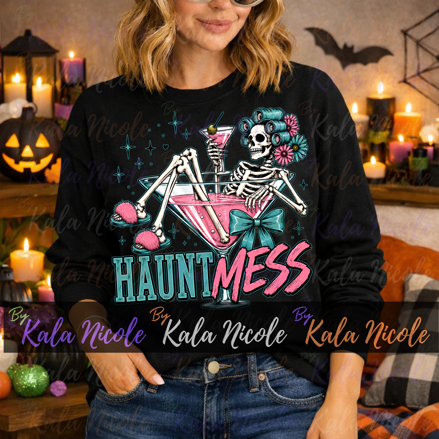 Haunt Mess PNG Bundle | Trendy Halloween PNG | Fall PNG | Cute Skeleton Clipart (Digital Download)