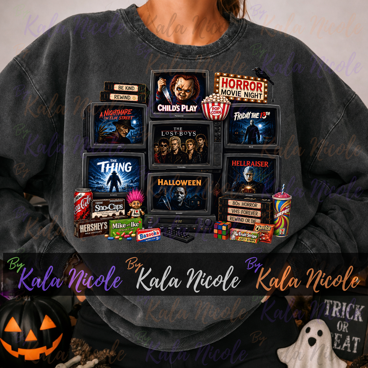 Horror Movie Night 80s PNG | Trendy Halloween PNG | Horror Movie Clipart (Digital Download)