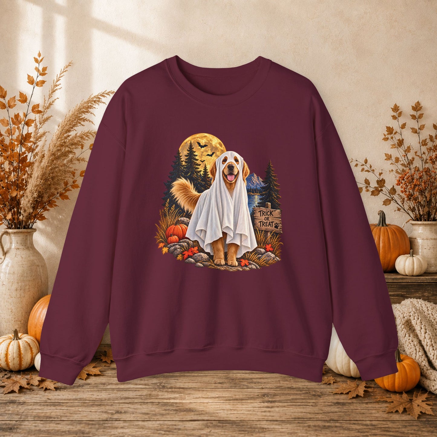 Golden Retriever Ghost Halloween Sweatshirt