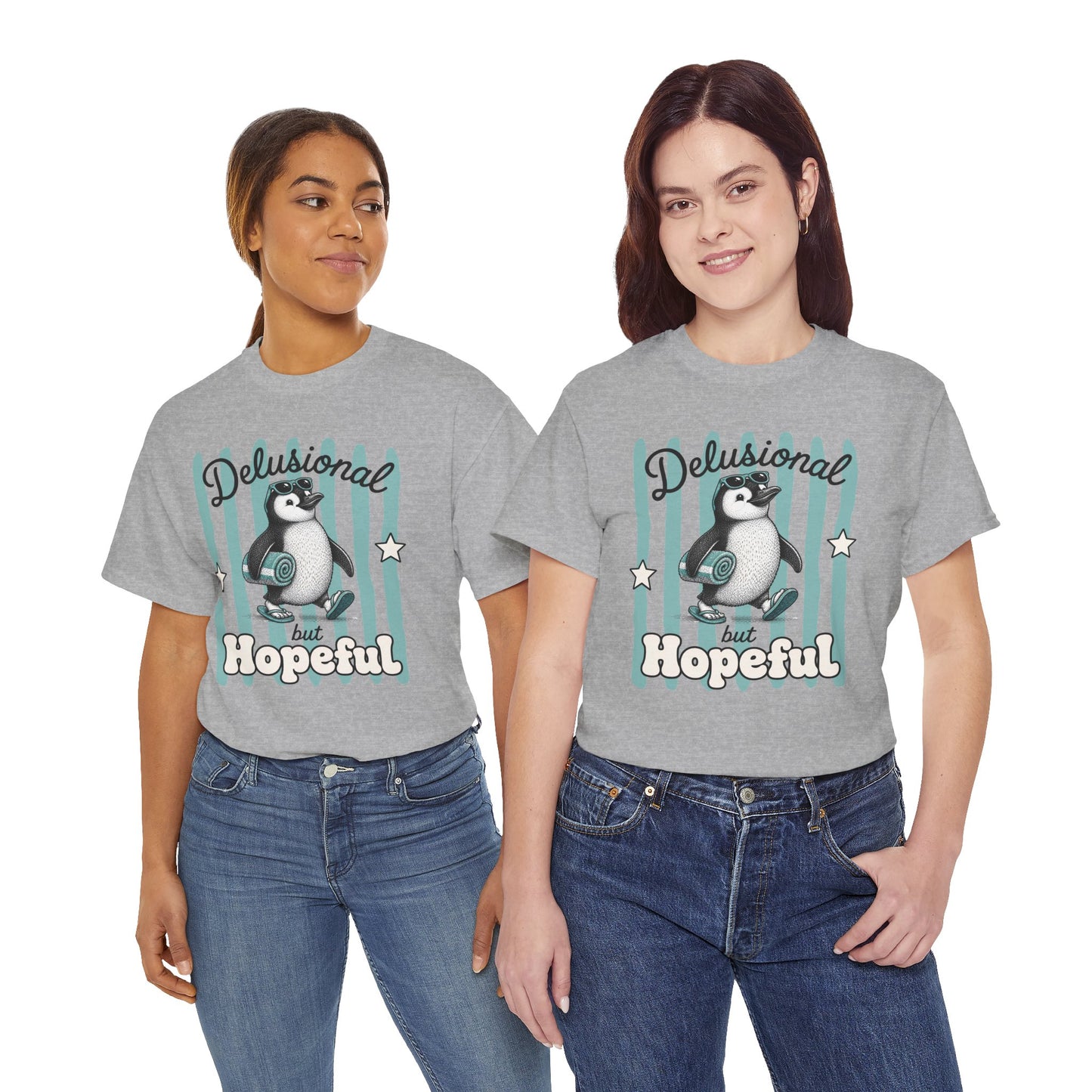 Delusional But Hopeful Retro Penguin Graphic Tee