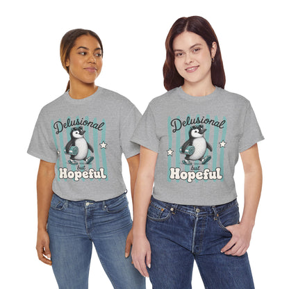 Delusional But Hopeful Retro Penguin Graphic Tee