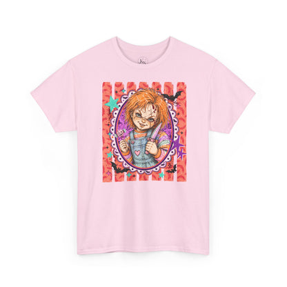 Chucky Portrait Tee — Colorful Spooky Horror Shirt
