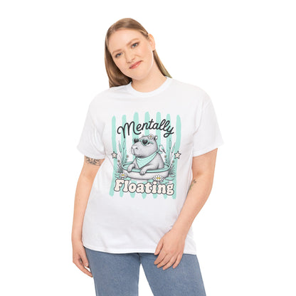 Mentally Floating Retro Capybara Graphic Tee