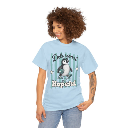 Delusional But Hopeful Retro Penguin Graphic Tee