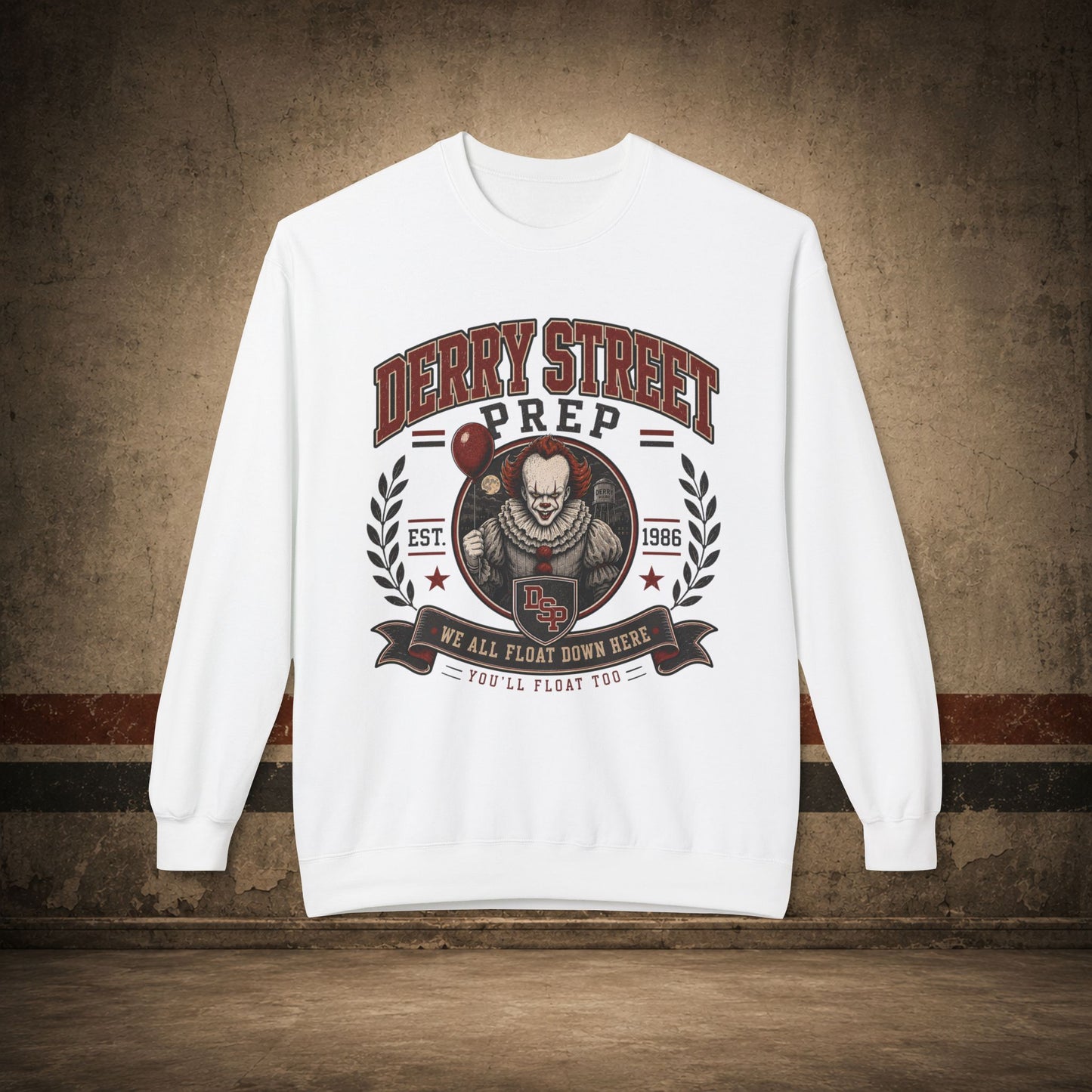 Derry Street Prep Crewneck Sweatshirt – Retro Horror School Logo