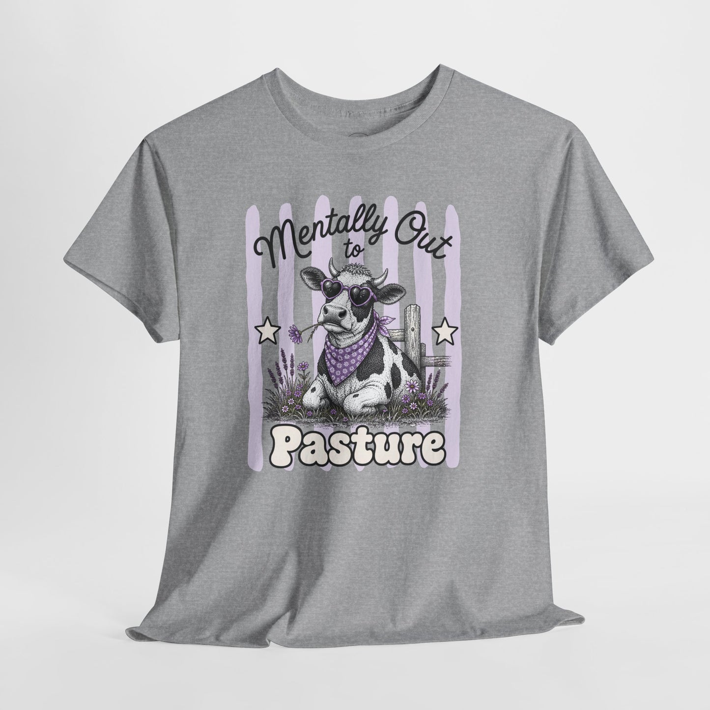 Mentally Out to Pasture Retro Cow Graphic Tee