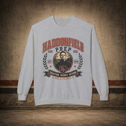 Haddonfield Prep Crewneck Sweatshirt – Retro Horror School Logo