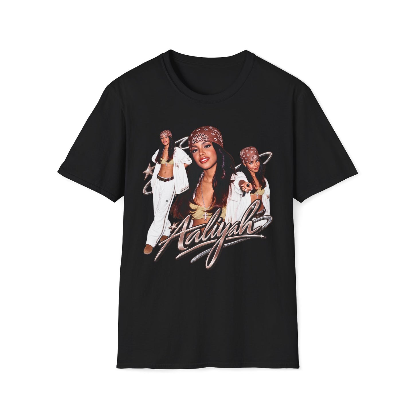 Aaliyah Tribute T-Shirt — Vintage 90s R&B Bandana Graphic Tee