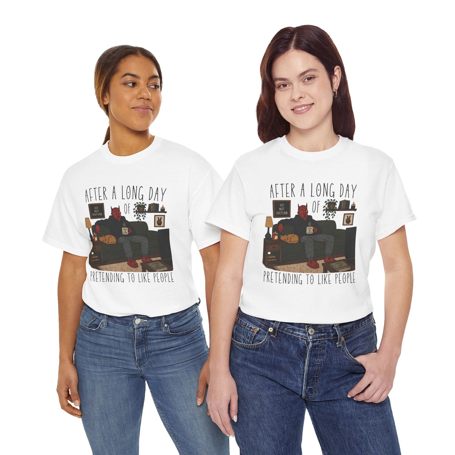 Introvert Humor T-Shirt — "After a Long Day of Pretending to Like People" Graphic Tee
