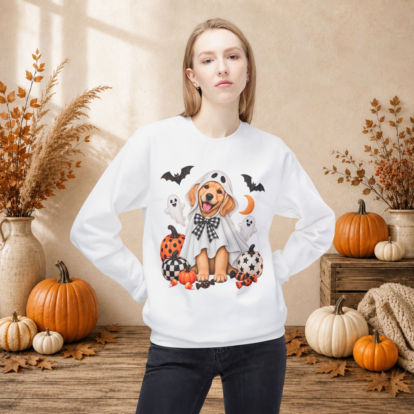 Golden Retriever Ghost Costume Sweatshirt