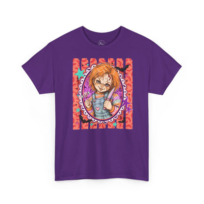 Chucky Portrait Tee — Colorful Spooky Horror Shirt