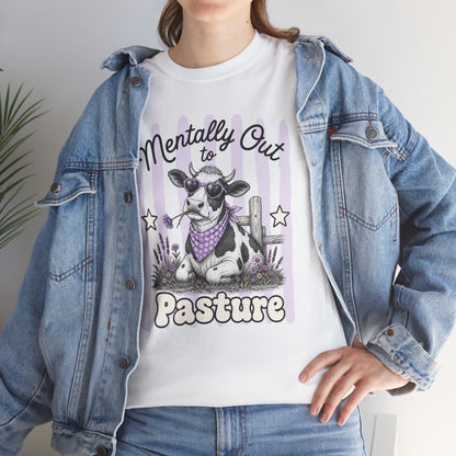 Mentally Out to Pasture Retro Cow Graphic Tee