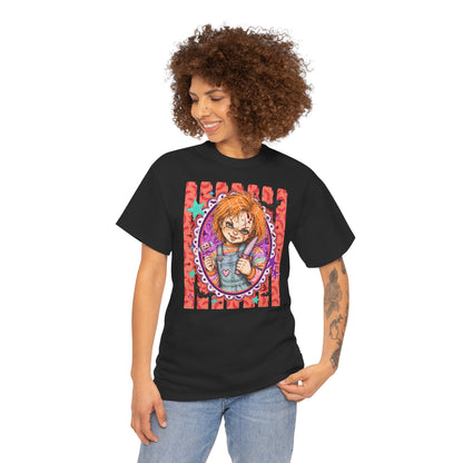 Chucky Portrait Tee — Colorful Spooky Horror Shirt
