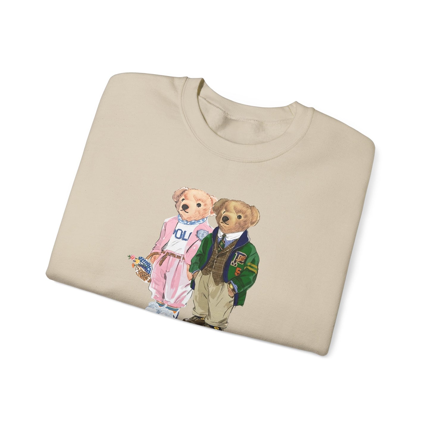 Personalized Couples Crewneck Sweatshirt — Custom Bear Illustration | Gift for Him & Her