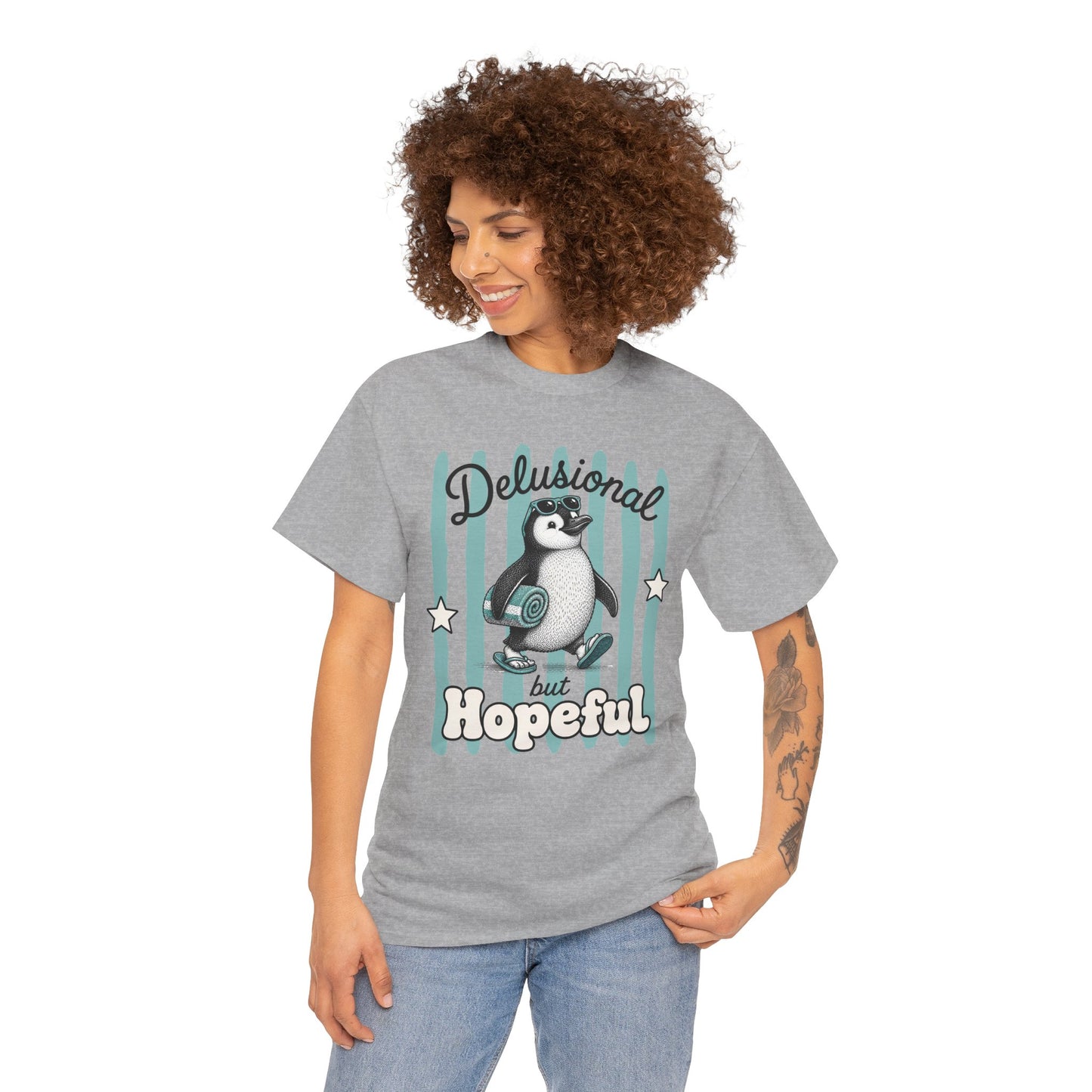 Delusional But Hopeful Retro Penguin Graphic Tee