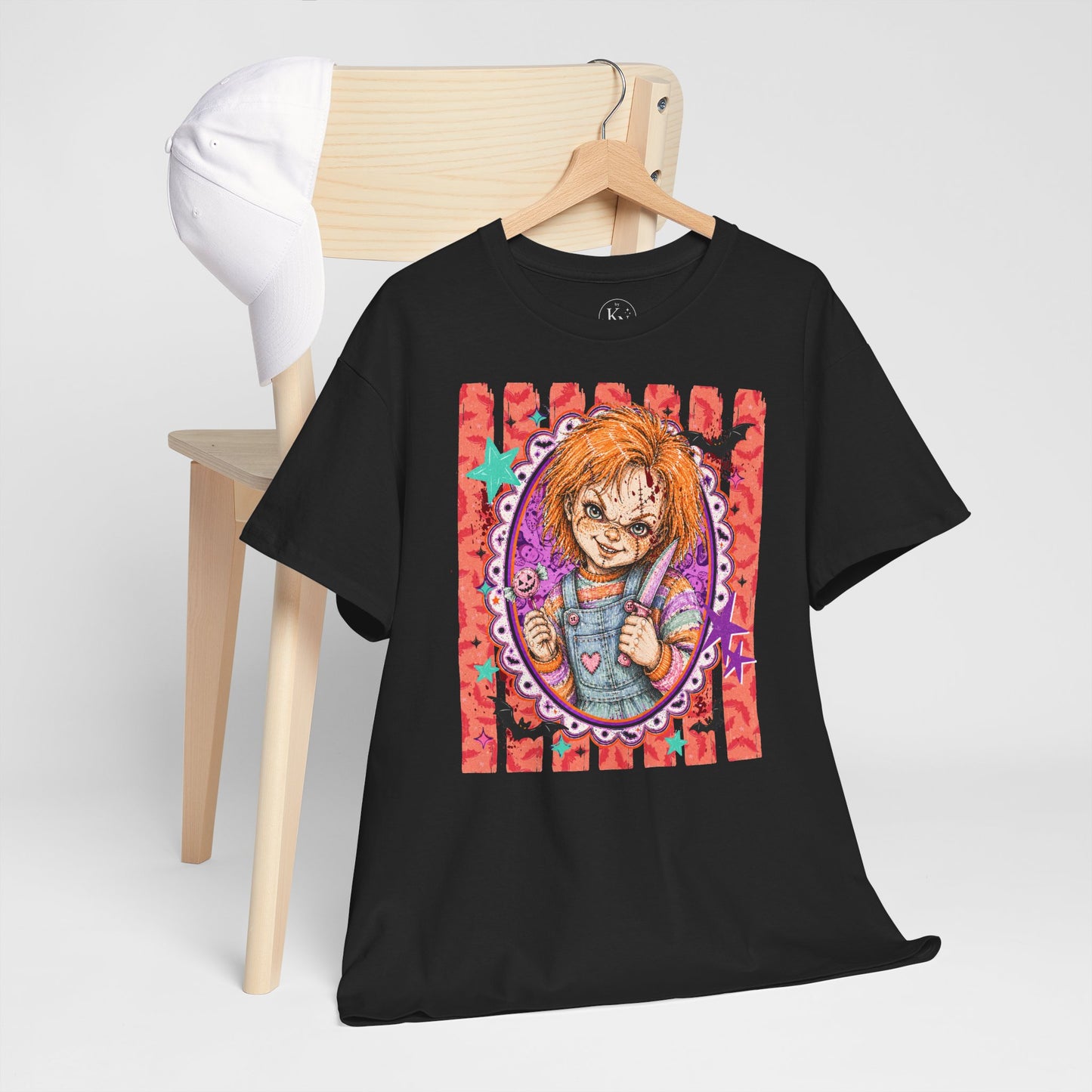 Chucky Portrait Tee — Colorful Spooky Horror Shirt