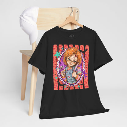 Chucky Portrait Tee — Colorful Spooky Horror Shirt