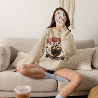 Haddonfield Prep Crewneck Sweatshirt — Retro Horror School Logo