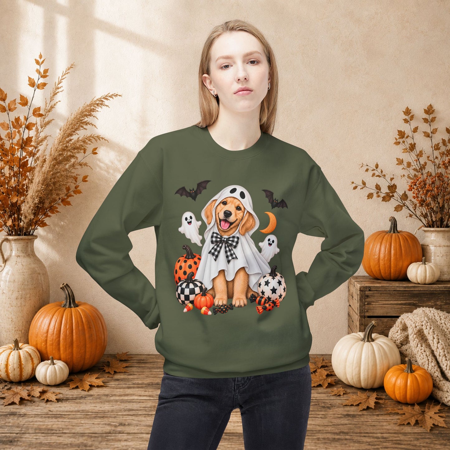 Golden Retriever Ghost Costume Sweatshirt