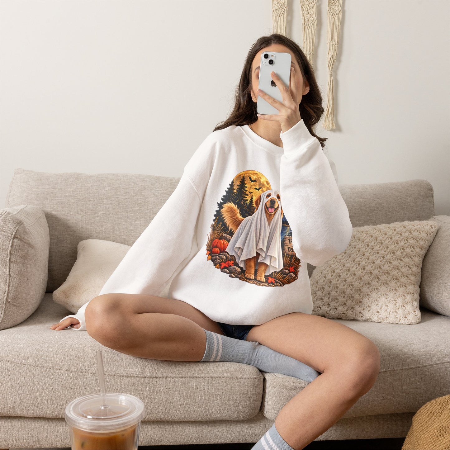 Golden Retriever Ghost Halloween Sweatshirt