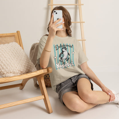Delusional But Hopeful Retro Penguin Graphic Tee