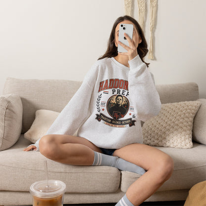 Haddonfield Prep Crewneck Sweatshirt — Retro Horror School Logo