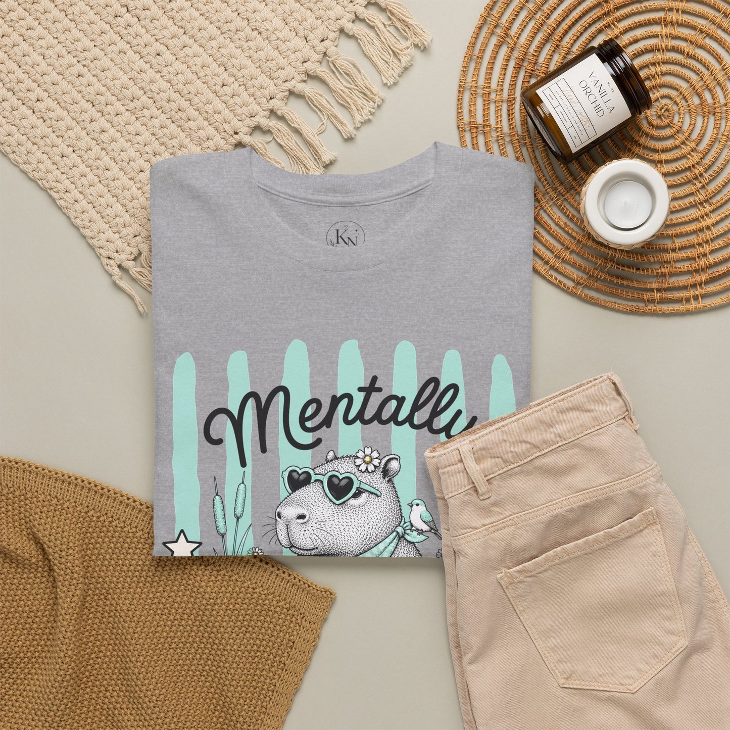 Mentally Floating Retro Capybara Graphic Tee