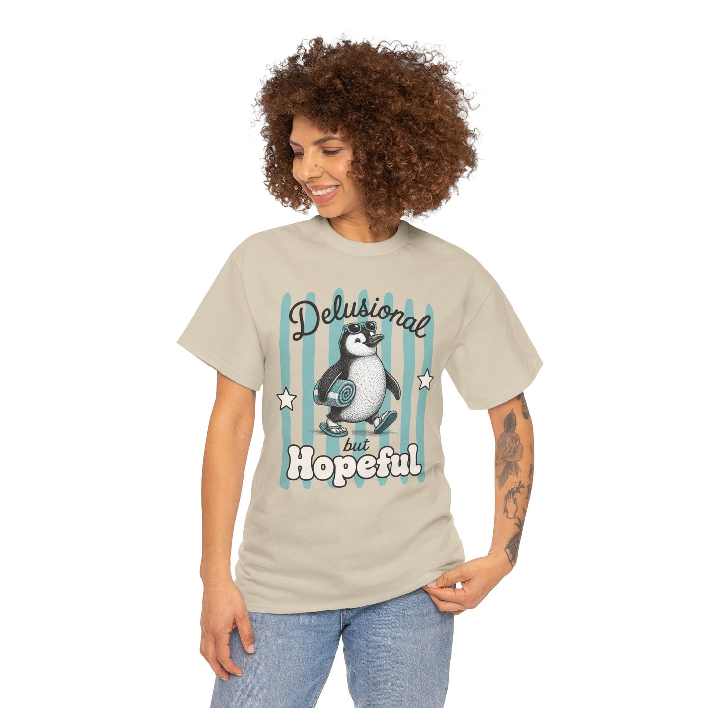 Delusional But Hopeful Retro Penguin Graphic Tee