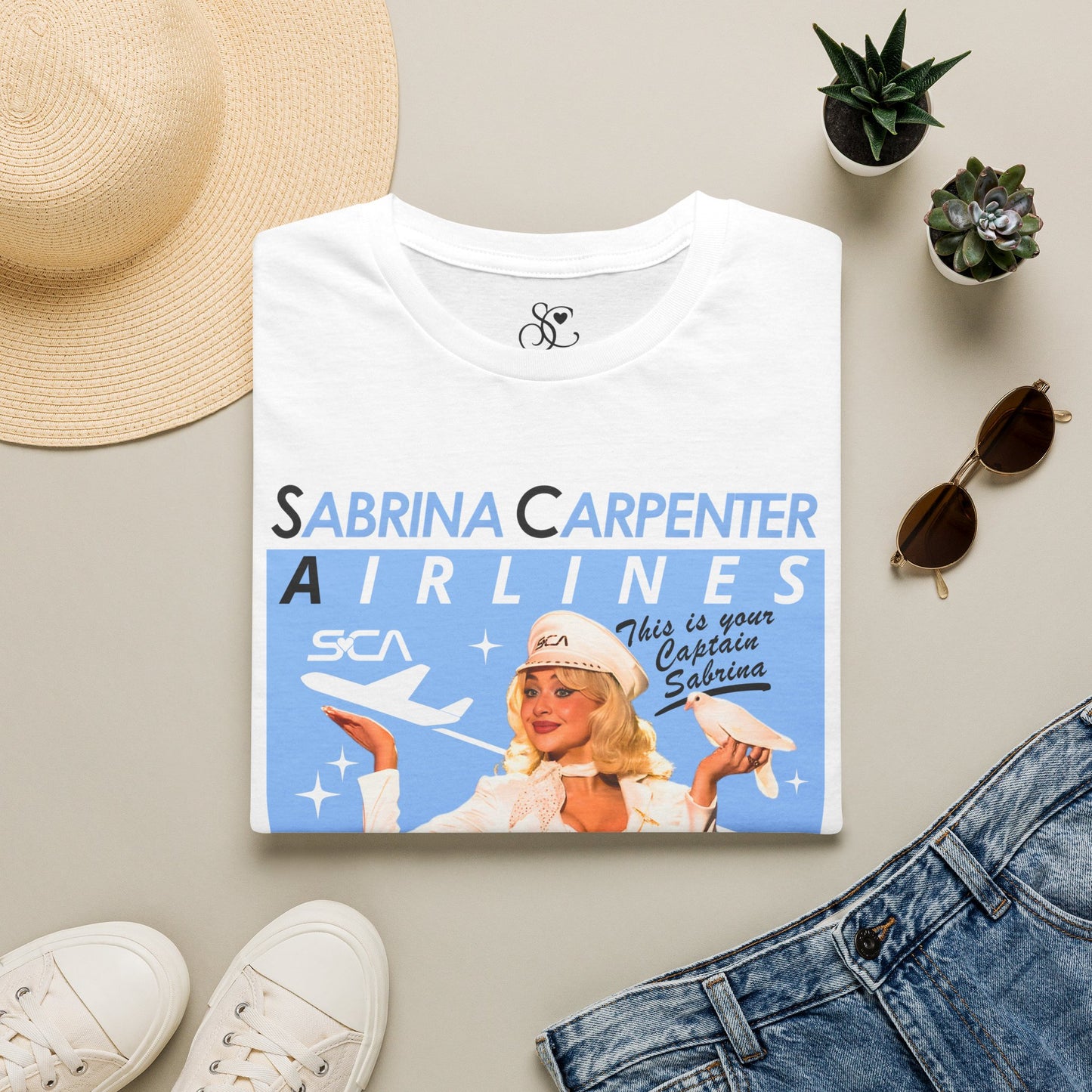 Sabrina Carpenter Airlines T-Shirt — Retro Flight Attendant Graphic Tee