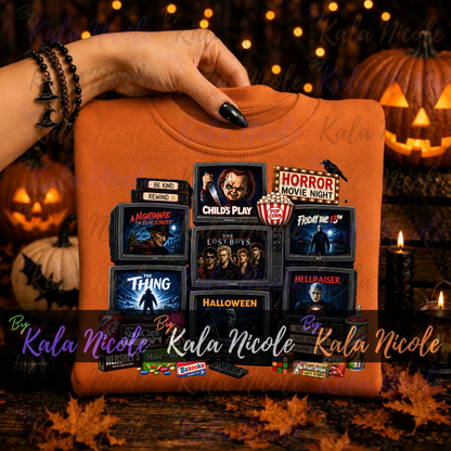 Horror Movie Night 80s PNG | Trendy Halloween PNG | Horror Movie Clipart (Digital Download)