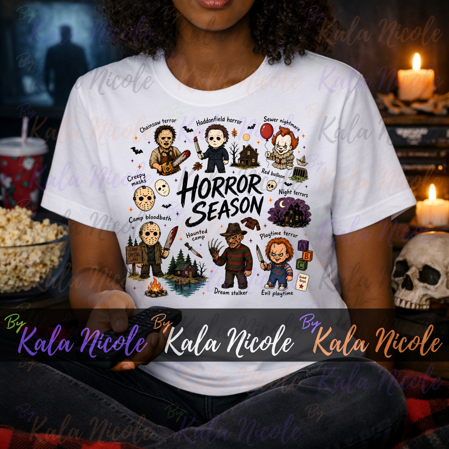 Horror Season Doodle PNG Bundle | Trendy Halloween PNG | Horror Movie Clipart (Digital Download)