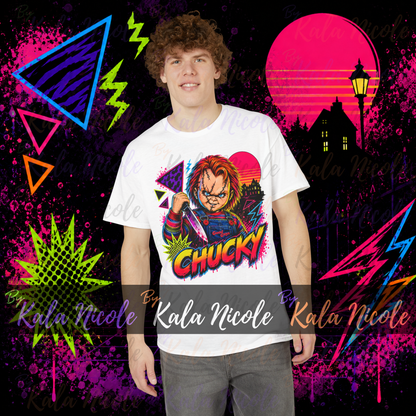 80s Neon Horror PNG | Scary Doll Slasher PNG
