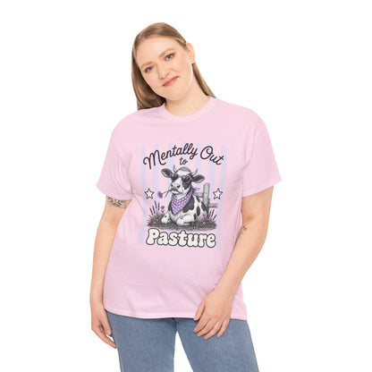 Mentally Out to Pasture Retro Cow Graphic Tee