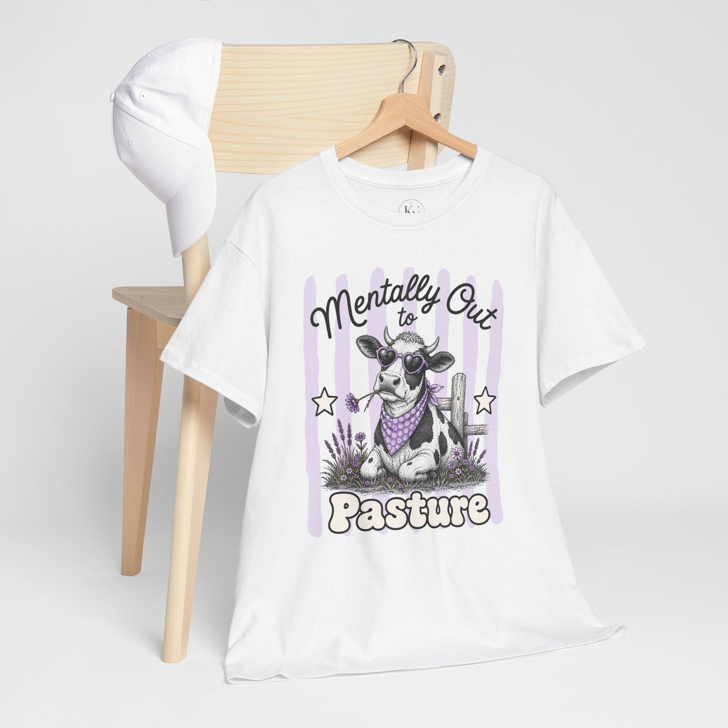 Mentally Out to Pasture Retro Cow Graphic Tee