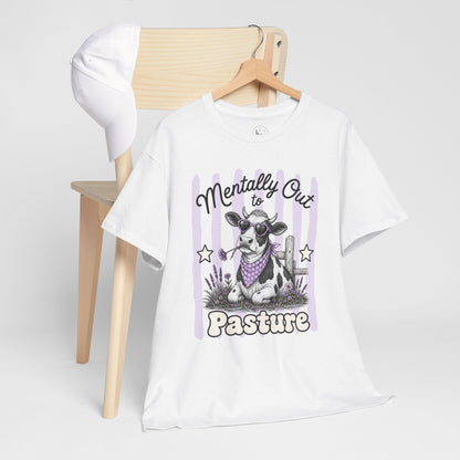 Mentally Out to Pasture Retro Cow Graphic Tee
