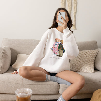 Personalized Couples Crewneck Sweatshirt — Custom Bear Illustration | Gift for Him & Her
