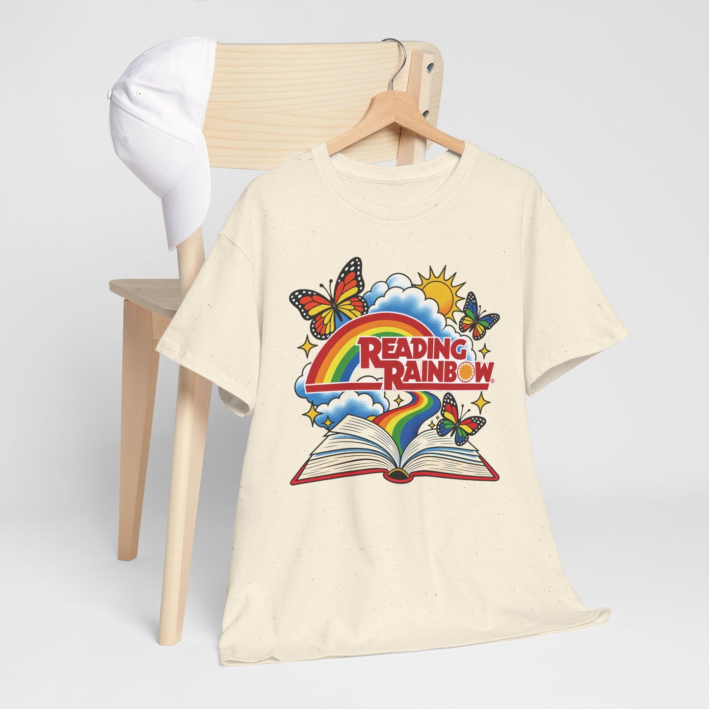 Rainbow & Butterflies Retro Book Graphic Tee